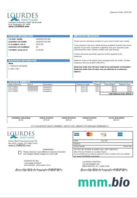 Szablon rachunku za media Biznesowe w USA Lourdes w formatach Word i PDF